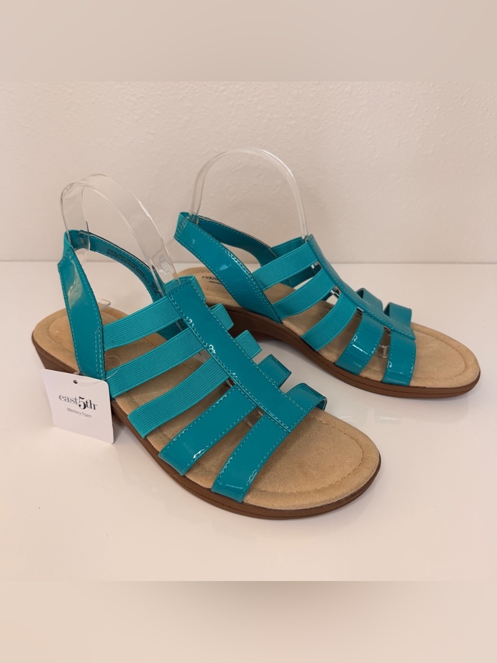 East 5th Teal Patent Strappy Slingback Sandals for Women